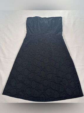 The Limited Strapless Floral Dress Black Size 6 Fit & Flare Mid Sundress Y2K